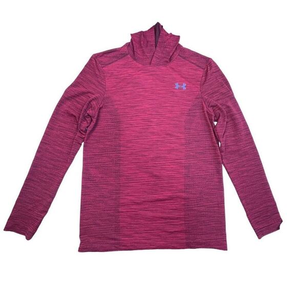 Hooded sweatshirt Under Armour UA THREADBORNE Fitted Dark Red S Heat Gear - Picture 1 of 4